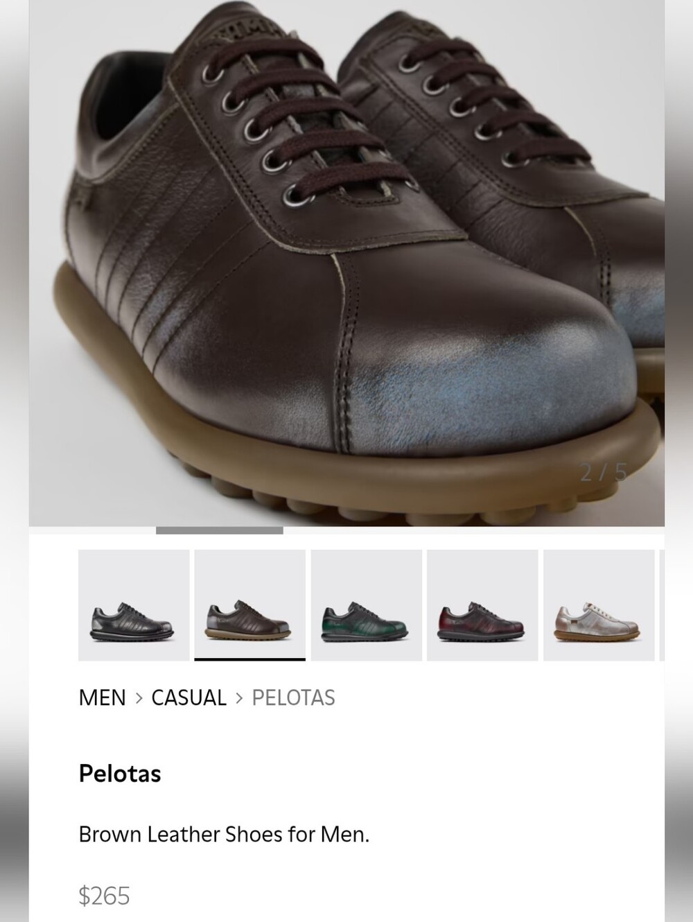 Camper Pelotas Ariel NWT Men’s Brown Leather Shoes with Cream & Brown Laces US10 - Picture 3 of 12